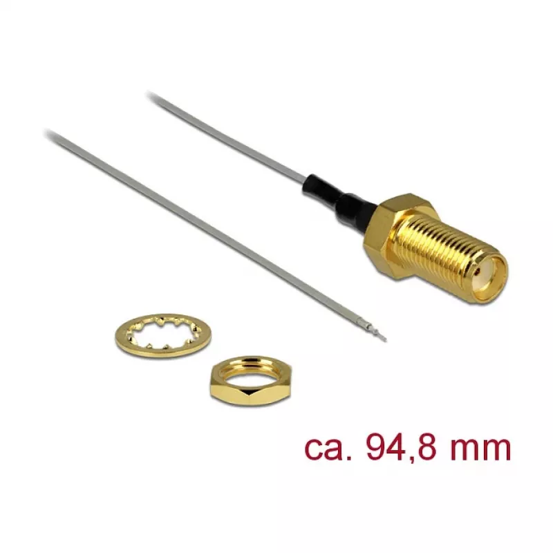 Kabel koncentryczny DeLOCK 89600 94,8 m SMA otwarty koniec cynowany złoty szary