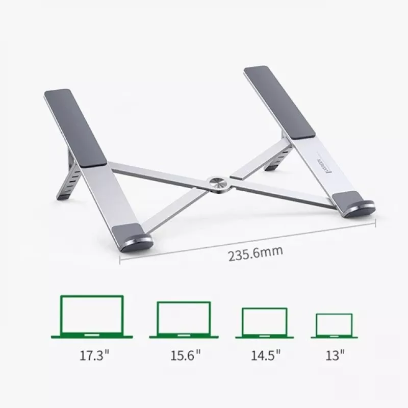 Podstawka pod laptop UGREEN LP451 regulowana stop aluminium na laptopy 8–17 cali, 5 pozycji, srebrna