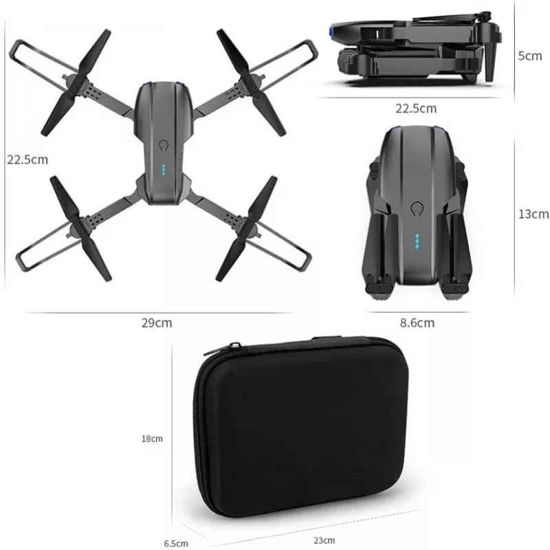 Dron E99 Pro | Dron + zestaw z 3 bateriami i pokrowcem | 1800 mAh