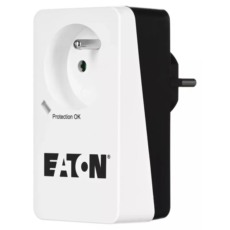 Skrzynka przeciwprzepięciowa Eaton Protection Box 1 FR — 1 gniazdo typu E, 220–250 V, 16 A, 4000 W, czarna, kompaktowa