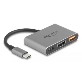 DeLOCK 61071 adapter kabla wideo 0,1 m USB Type-C USB Type-C USB Type-A HDMI Szary