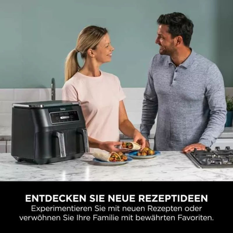 Frytownica Ninja AF200EU Double 7,6 L Wolnostojąca 2400 W Gorące powietrze Czarny
