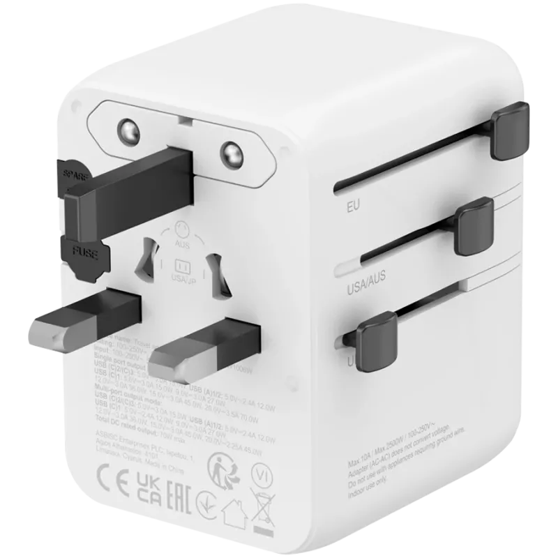 Adapter podróżny CANYON OnTour 70 EU/UK/US/AUS 70W Biały