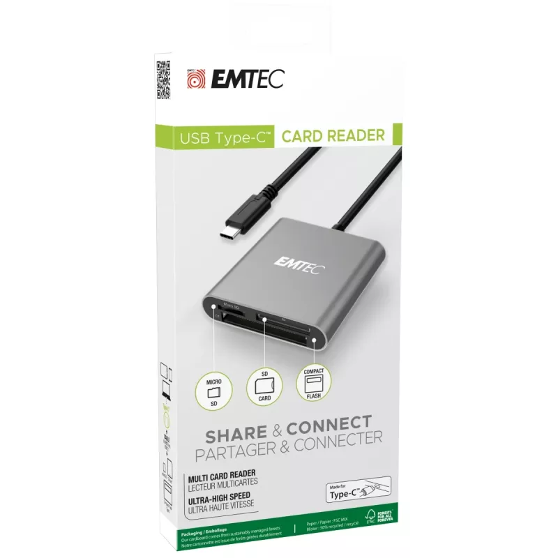 Czytnik kart Emtec ECCAREADT610C USB 3.1 Szary