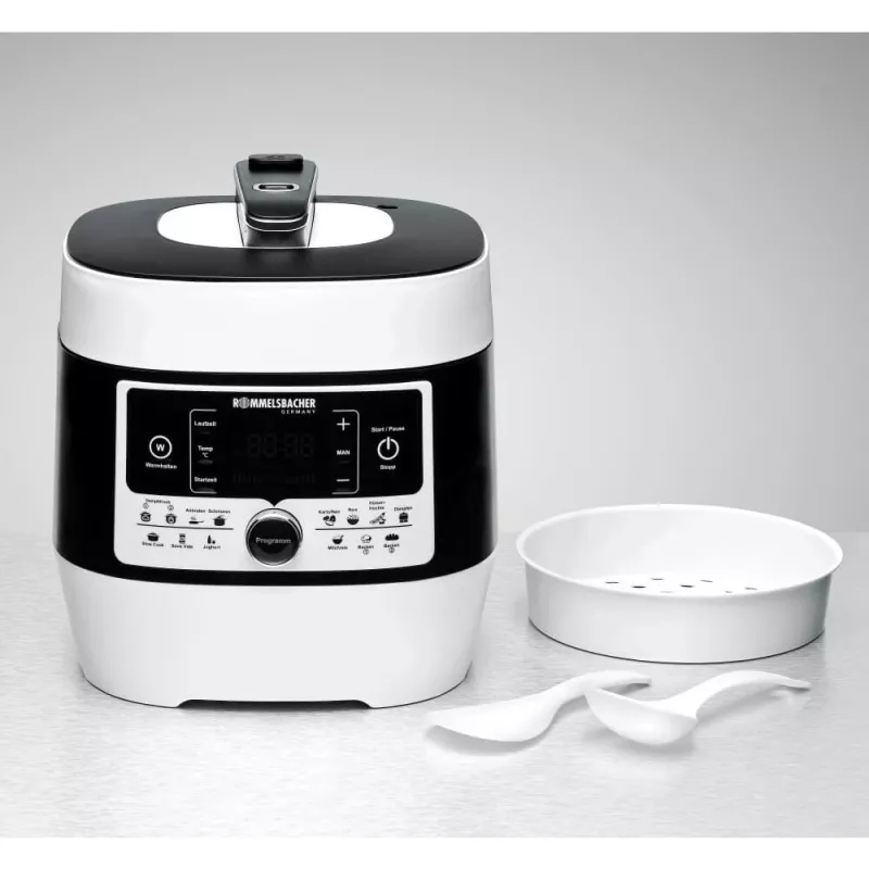 Elektryczny szybkowar Rommelsbacher MD 1000 – 4 l, 1000 W, 14 programów, biały/czarny