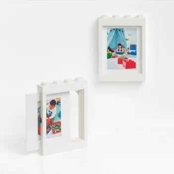 LEGO Bilderrahmen PICTURE FRAME, (B)191 x (H)268 mm, weiß aus ABS-Kunststoff, mit 4 Noppen, stapelbar, passend für - 1 Stück