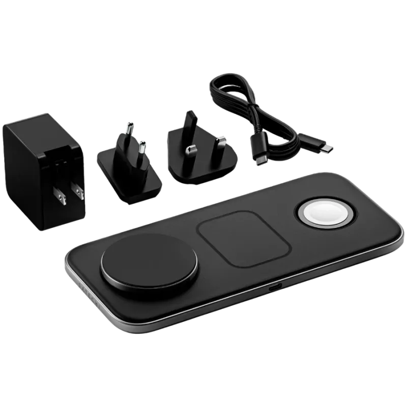SATECHI Qi2 Trio Wireless Charging Pad - z wtyczkami typu A, C, G