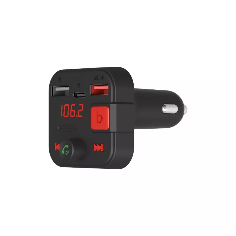 Nadajnik FM SAVIO, Bluetooth 5.3, ładowarka QC 3.0, wyświetlacz LED, Bass Boost, TR-15, czarny