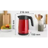 Czajnik elektryczny Bosch TWK7L464 — pojemność 1,7 l, 2400 W, czerwony, obudowa z tworzywa sztucznego