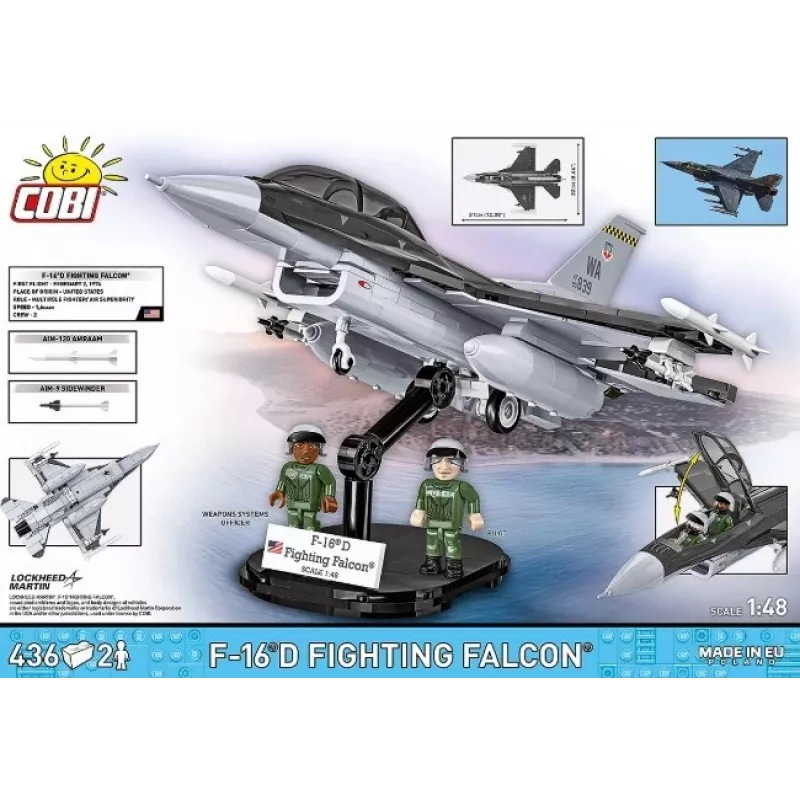 Zestaw konstrukcyjny Cobi F-16D Fighting Falcon, 436 elementów, skala nieokreślona