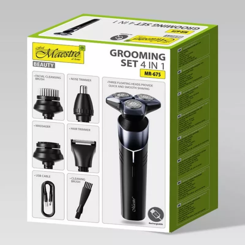 Elektryczny wodoodporny zestaw do golenia 5 w 1 z ładowaniem USB Maestro MR-675