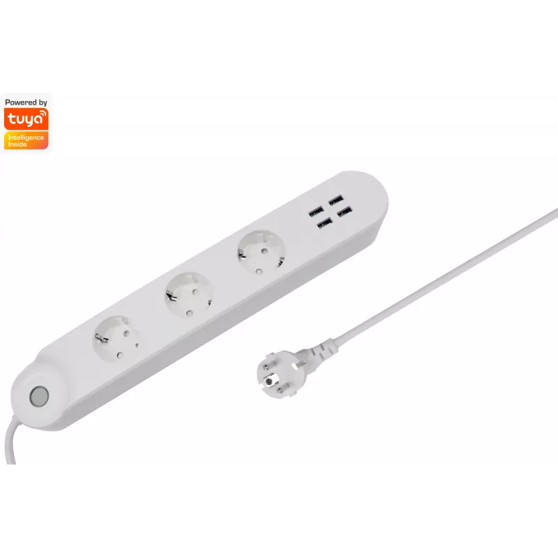 Inteligentna listwa zasilająca Denver SHP-300U 3 gniazda AC Typ E 4 Biała