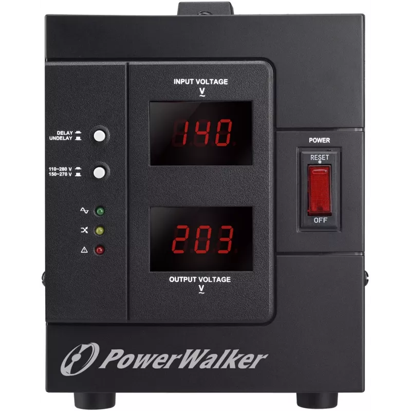 PowerWalker AVR 2000 SIV FR regulator napięcia 2 gniazda AC 110 - 280 V Czarny