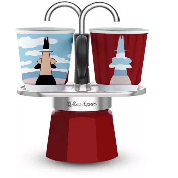 Kawiarka BIALETTI MINI EXPRESS Magritte czerwona – model 0001406, mały ekspres do kawy na kuchenkę