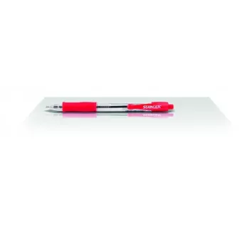 Długopis Stanger 18000300040 Softgrip wysuwany — czerwony tusz, wysuwana końcówka, miękki uchwyt