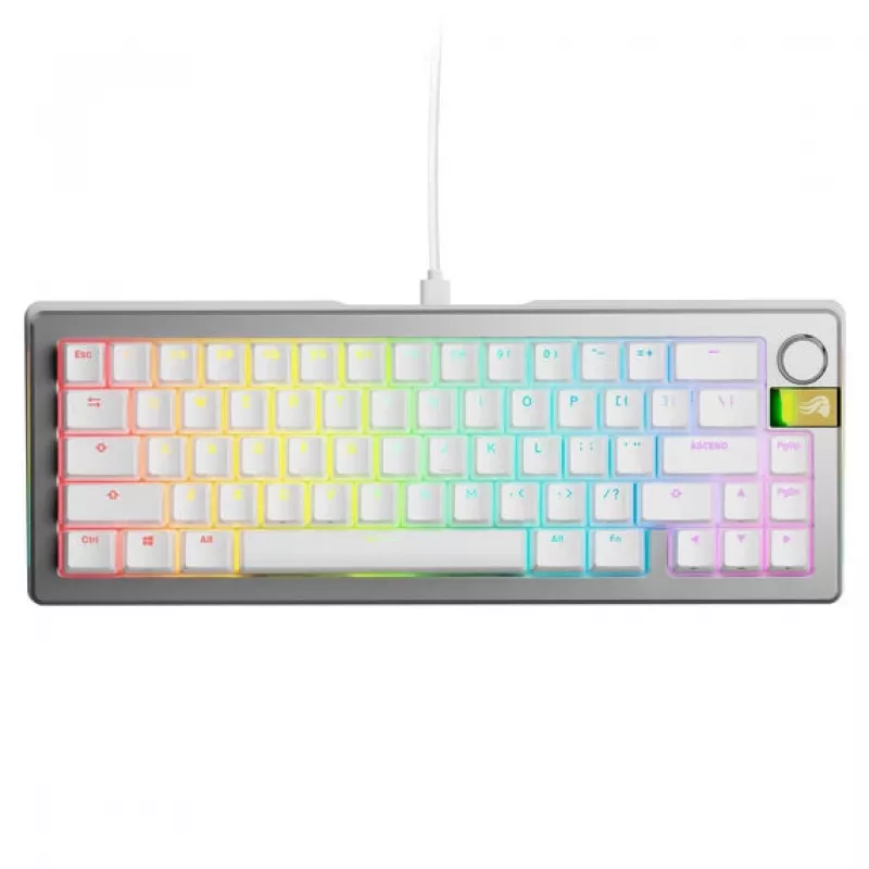 Mechaniczna klawiatura gamingowa GLORIOUS GMMK 3 Pro 65% Pre-Built ANSI US z przełącznikami Fox HE, srebrna