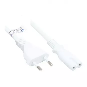 Euro-Netzkabel Euro-Stecker Typ C (gerade) an C7/Euro 8 Buchse (gerade), weiß, 0,75 mm², 1,5 m, Good Connections® (P0370-W015)