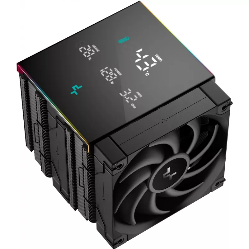 Chłodzenie powietrzne DeepCool AK620 Digital PRO — wentylator 120 mm, 1750 RPM, 25 dB, 12 V, kompatybilne z LGA1700/AM5, czarny