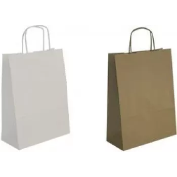 Papierowa torba na zakupy agipa 101853 – mała, papier kraft, biała na zewnątrz, naturalna wewnątrz, sznurek do przenoszenia, 1 sztuka