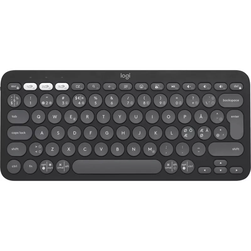 Logitech Pebble Keys 2 K380s - Klawiatura - Bezprzewodowa - Bluetooth LE - QWERTY - Układ nordycki (duński/fiński/norweski/szwedzki) - tonal graphite (920-011879)