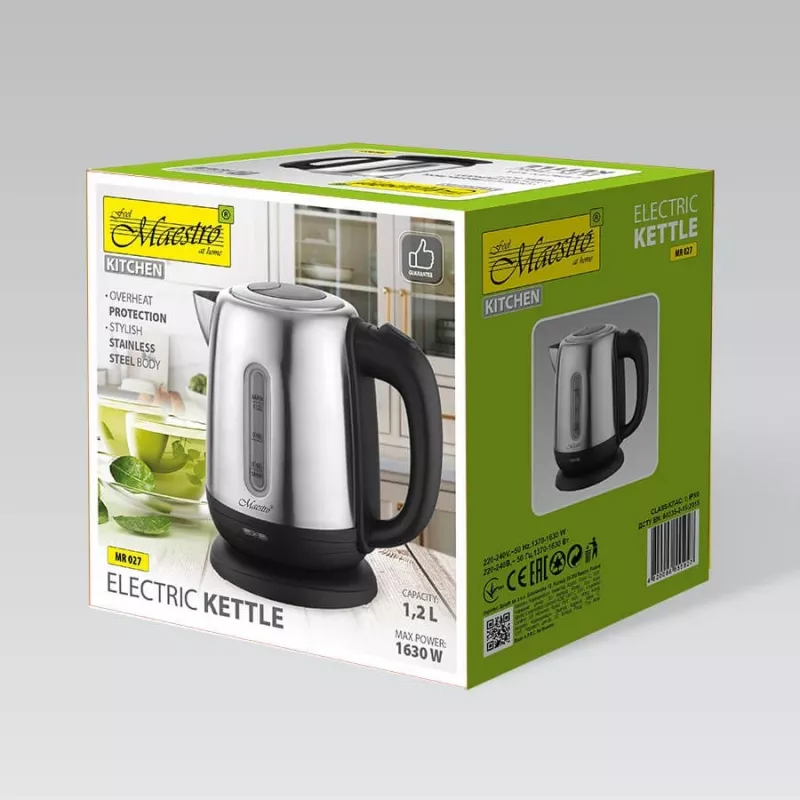 Czajnik elektryczny Maestro MR-027 1,2 l 1630 W stal nierdzewna, filtr antywapienny, wskaźnik poziomu wody