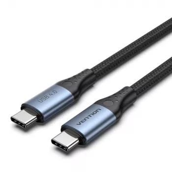 Kabel Vention USB4 Gen 3x2 Typu-C na Typ-C 1 m, 5 A, stop aluminium, opleciony bawełną