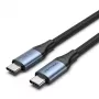 Kabel Vention USB4 Gen 3x2 Typu-C na Typ-C 1 m, 5 A, stop aluminium, opleciony bawełną
