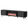 Szafka pod telewizor Cama Meble Volare 200 x 39 x 49 cm, czarny/san sebastian z kominkiem