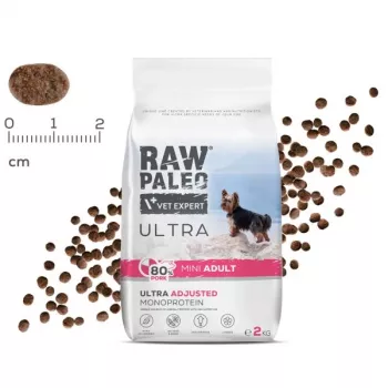 Sucha karma dla psa VETEXPERT RAW PALEO Ultra Pork Mini Adult 2 kg — dorosłe psy małych ras, wieprzowina, 31% białka, 17,5% tłuszczu