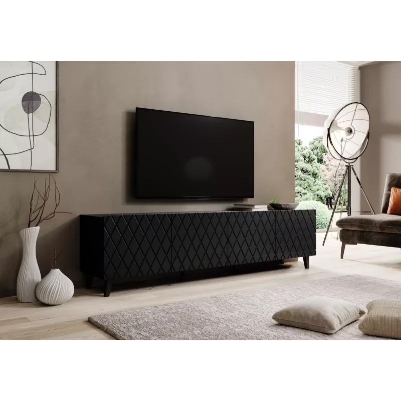 szafka RTV ASTI 200x42x52 matowy czarny