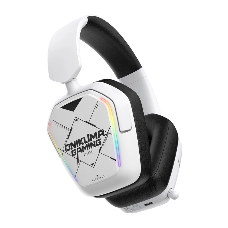 Przewodowy/bezprzewodowy zestaw słuchawkowy Onikuma GT883 biały — połączenie Bluetooth i przewodowe, konstrukcja nauszna