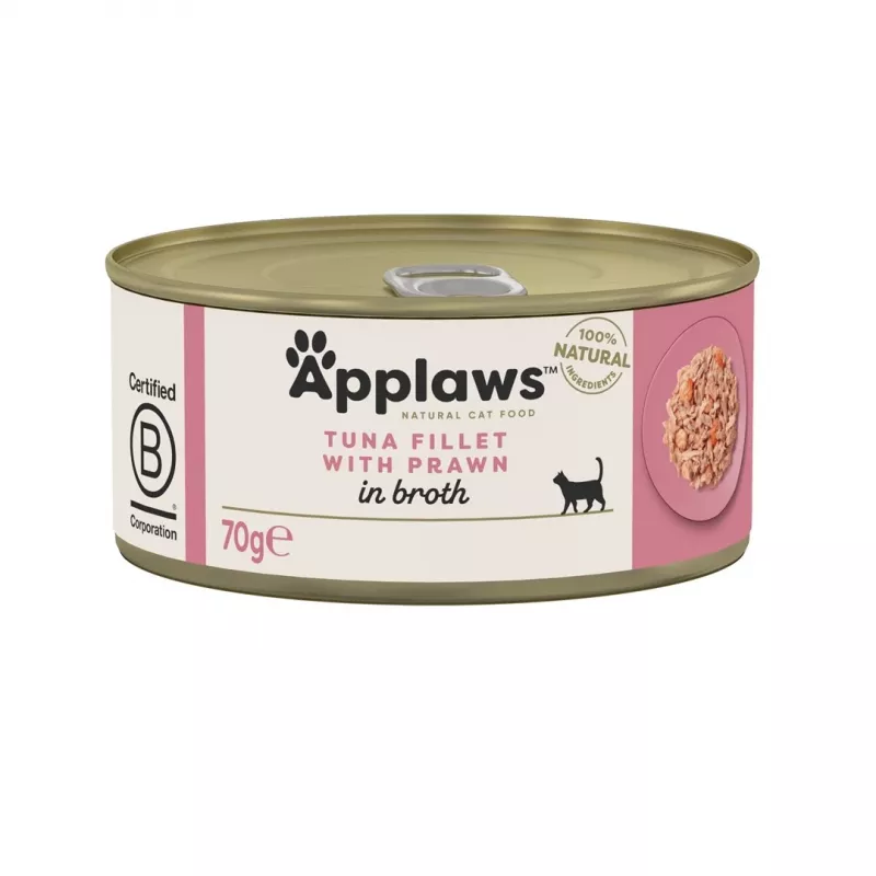 APPLAWS Filet z tuńczyka z krewetką w bulionie - mokra karma dla kota - 70g
