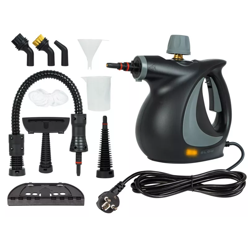 Przenośny odkurzacz parowy BLOW PURE STEAM — 1050 W, zbiornik 0,35 l, 3,2 bar, maks. 130°C, w zestawie dysze do podłóg i okien