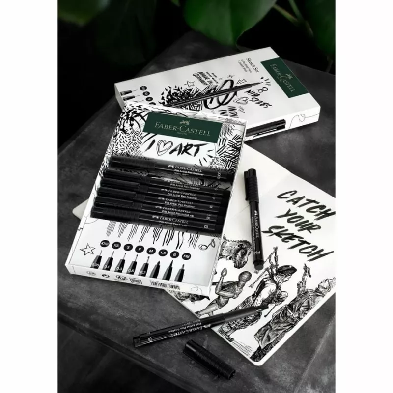 Faber-Castell 267102 flamaster Multi Czarny 8 szt. Okrągła końcówka