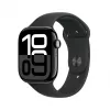 Apple Watch Series 10 GPS 46 mm, koperta w kolorze głębokiej czerni ze stopu aluminium z czarnym paskiem sportowym – M/L