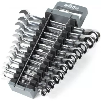 Zestaw kluczy oczkowych z grzechotką Wiha 44661, rewersyjny, 12 sztuk, rozmiary SW 8–19 mm