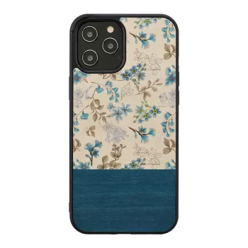 Etui na telefon man and wood do iPhone 12 Pro Max — niebieski kwiat na czarnym
