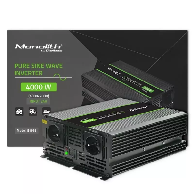 Qoltec Monolith zasilacz/przetwornica samochodowa 4000 W Czarny