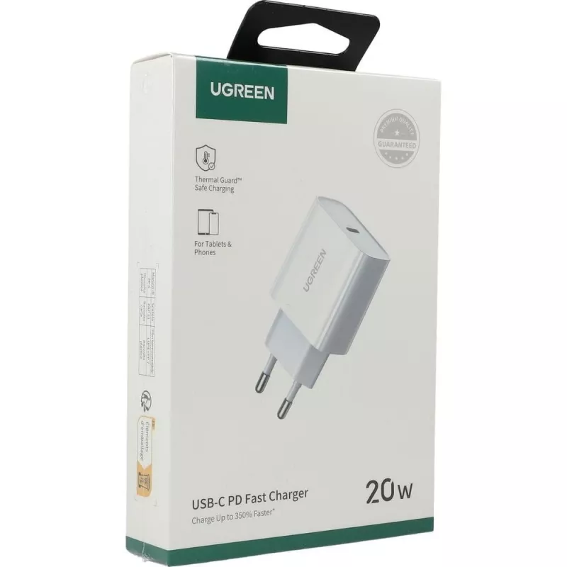Ugreen USB Power Delivery 3.0 Quick Charge 4.0+ 20W 3A ładowarka sieciowa (biała)