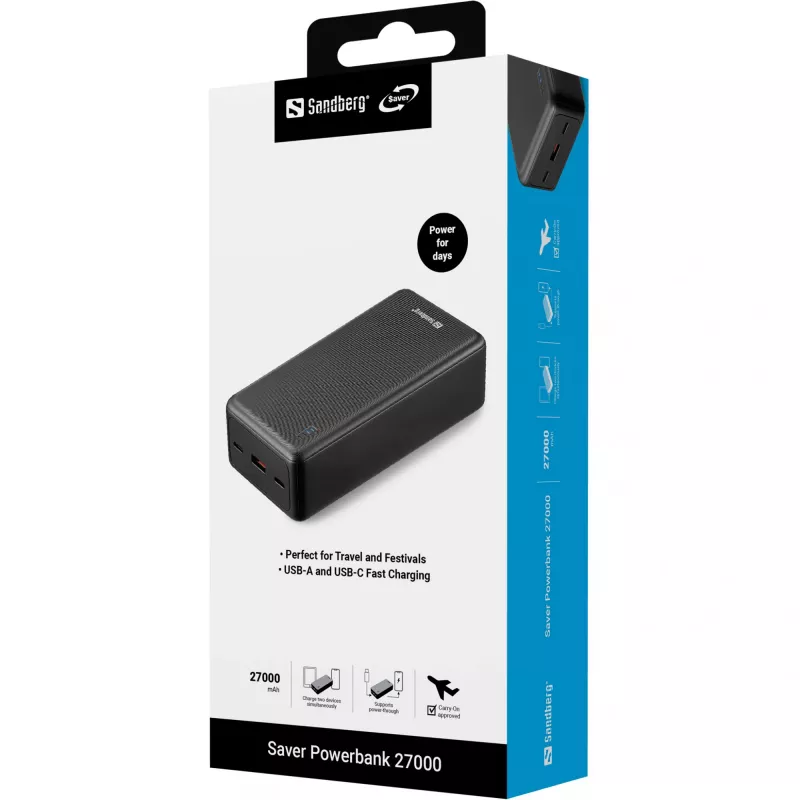 Powerbank Sandberg Saver 27000 mAh litowo-jonowy czarny
