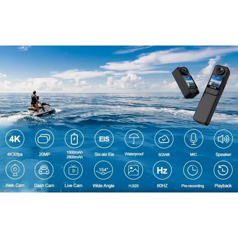 Kamera sportowa SJCam C300 4K 30 kl./s, kompaktowa wodoodporna konstrukcja