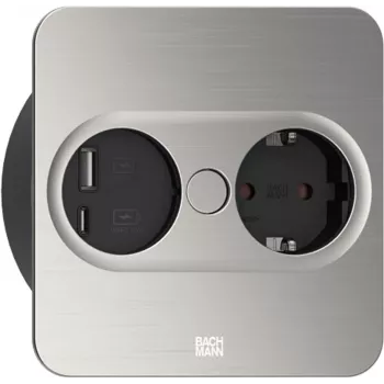 Gniazdo Typ F + USB A + USB C Bachmann 946.005 stal nierdzewna