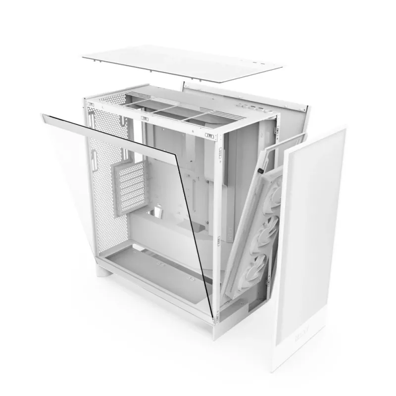 Obudowa PC NZXT H7 Flow RGB Midi Tower Biała — Szkło hartowane, EATX, Przód 3×120mm, USB-C