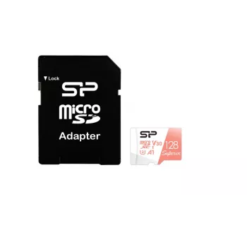 Karta microSDXC Silicon Power Superior 128 GB UHS‑I Klasa 10 U3 V30, 100/80 MB/s, biała/brzoskwiniowa