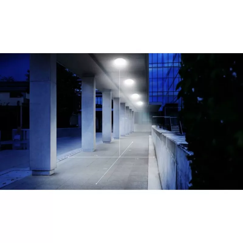 Lampa sufitowa Steinel DL Vario Quattro PRO S — okrągła oprawa LED 14 W, biała, 310×69 mm, zintegrowany czujnik ruchu