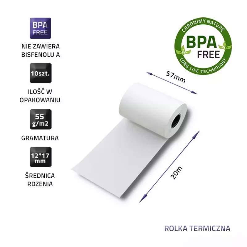 Etykiety papierowe do drukarki QOLTEC szerokość 5,7 cm, białe, 55 g/m², opakowanie 10 sztuk (model 51896)