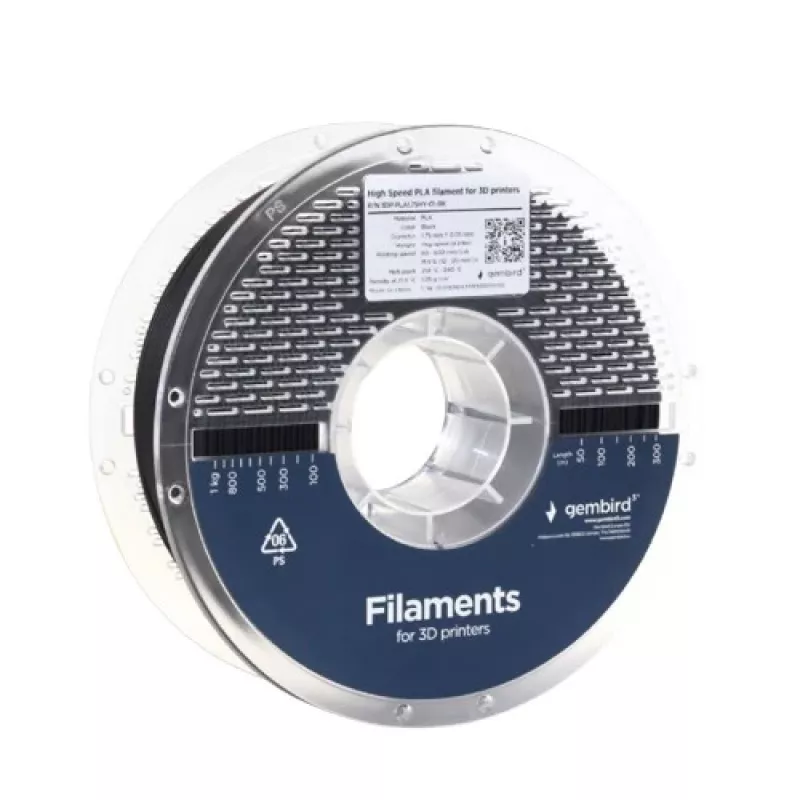 Filament do druku 3D Gembird PLA 1.75 mm Czarny szpula 1 kg