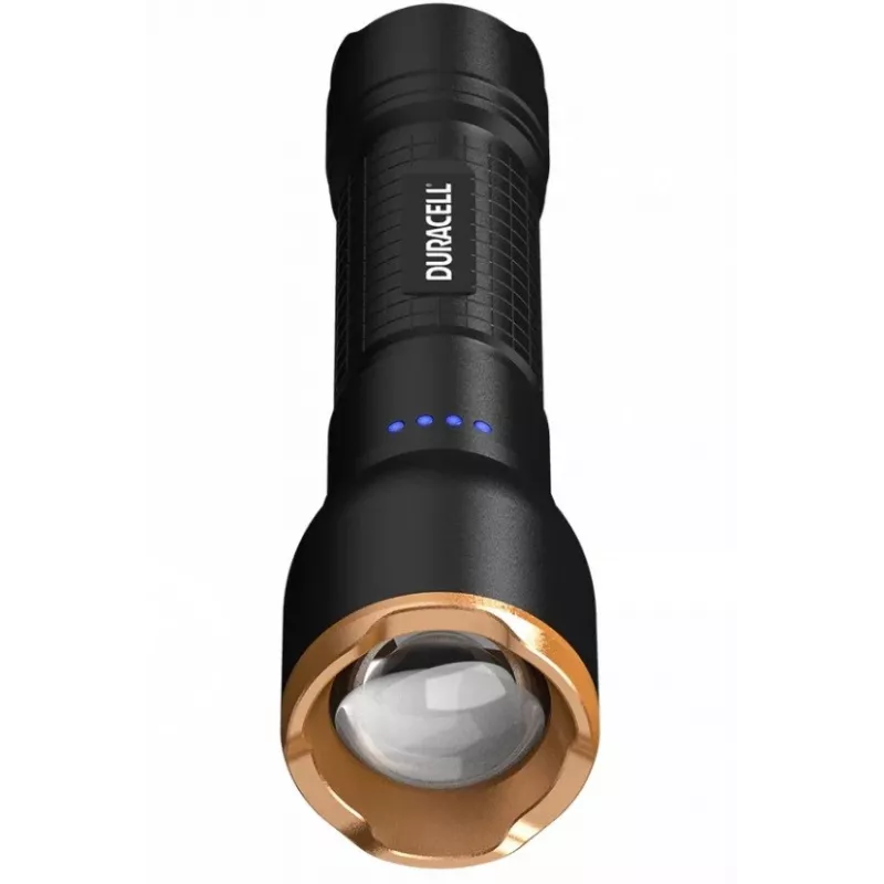 Latarka Duracell DF2500R — czarna, ręczna latarka akumulatorowa