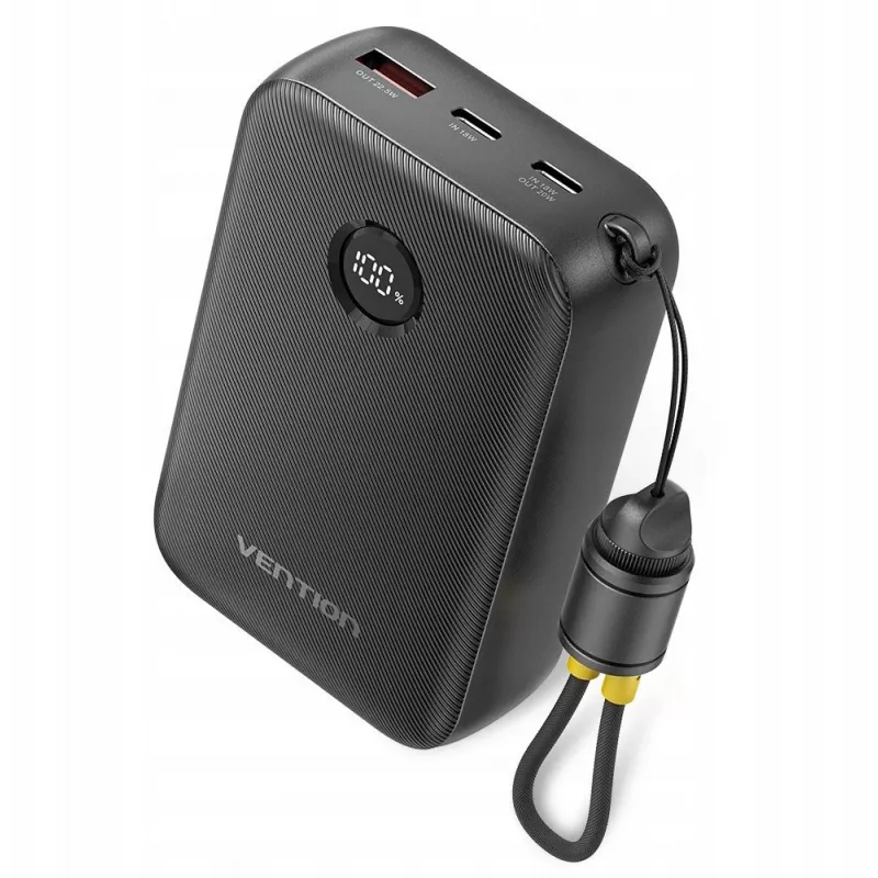 Powerbank przenośny Vention FKBB0-C 20000 mAh, 1x USB-A + 2x USB-C, czarny