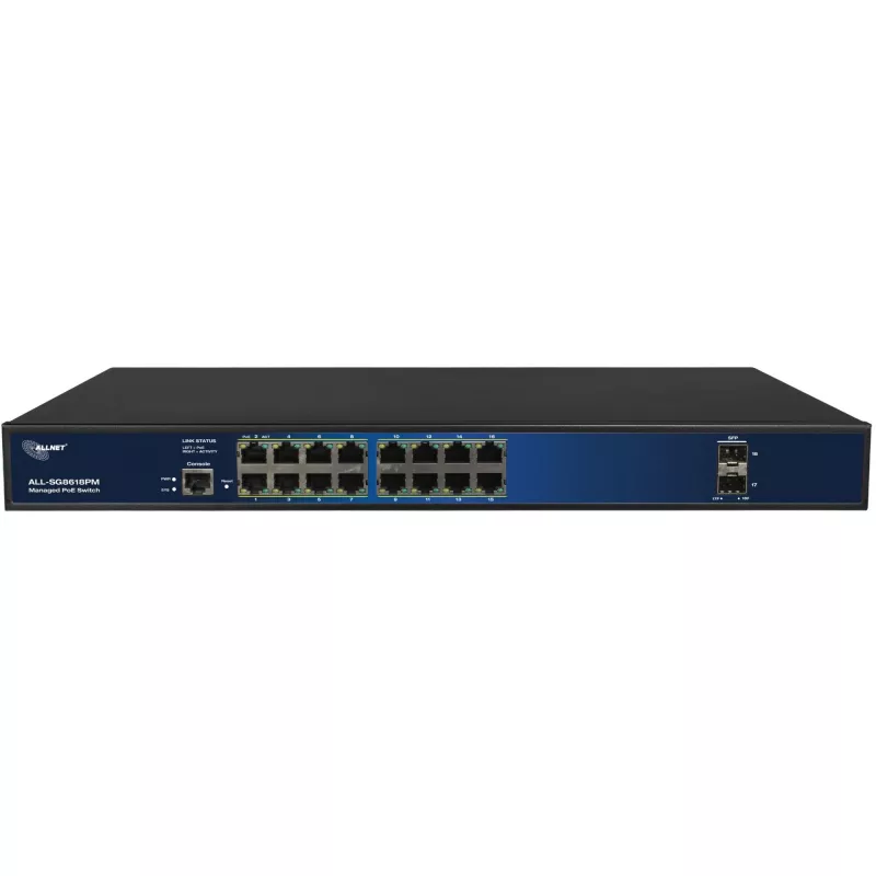 Przełącznik PoE ALLNET ALL-SG8618PM 18-portowy Gigabit (16 PoE + 2 uplink)